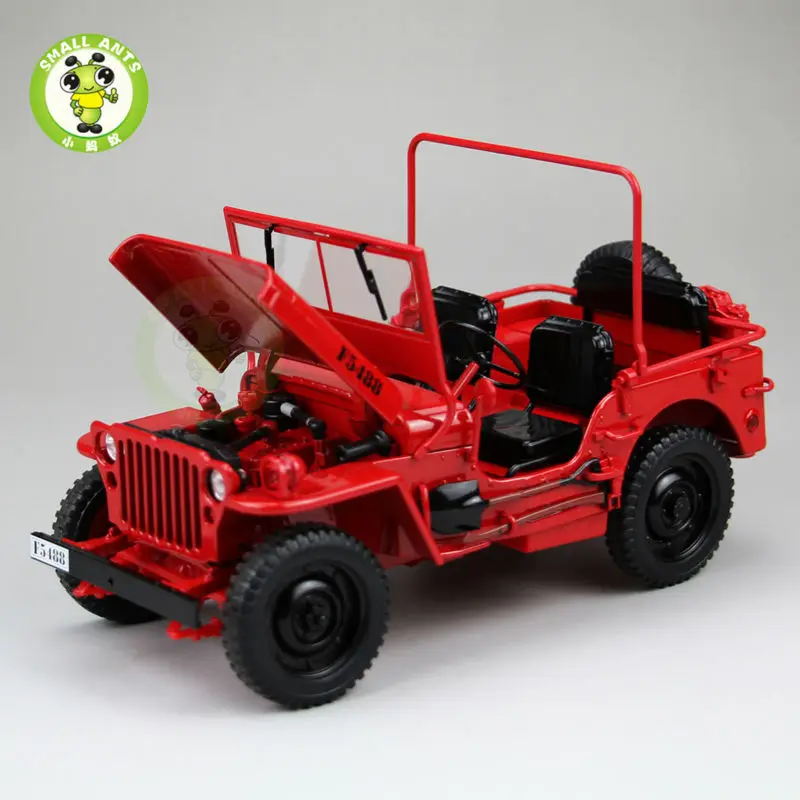 1:18 1/4 тонн США Армейский Джип WILLYS Топ вниз литой автомобиль игрушки модель Welly красный