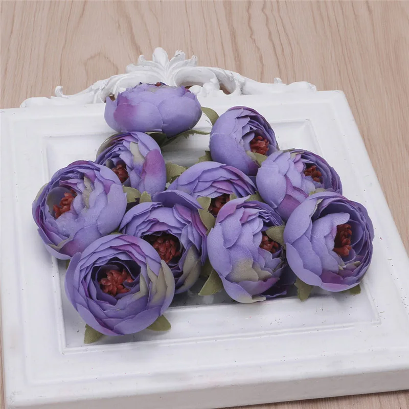 Gradual Purple 10 шт. Шелковый цветок искусственный цветок голова искусственный цветок свадебное украшение венки свадебное украшение автомобиля весеннее украшение - Цвет: Gradual Purple