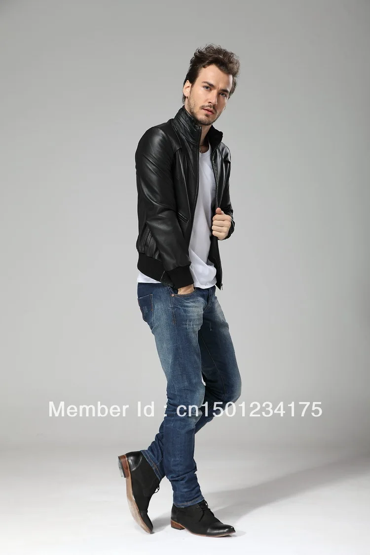 Leather garment manufactory on sale: Men's AW13 Fashion Casual washed lamb skin leather jacket | Мужская одежда