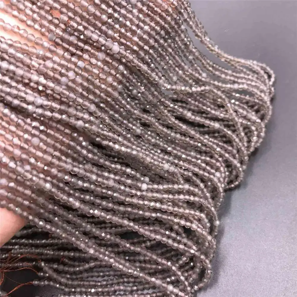 2 3mm Small Beads gray quartz Natural stone beads jewelry making handmade diy gifts crystal round tiny | Украшения и аксессуары