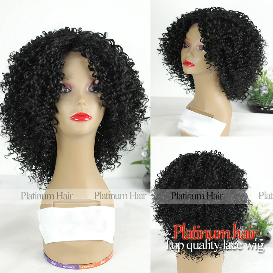 Высококачественные Синтетические Кружева Перед Парики Короткие Afro Kinky Вьющиеся