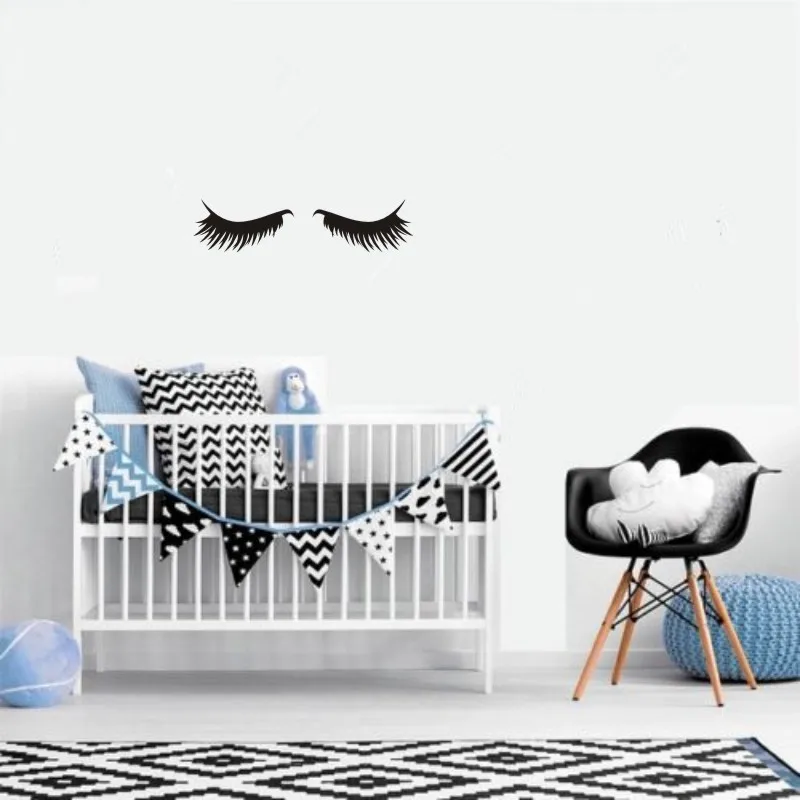Виниловая наклейка на стену с сонными глазами закрытыми детский Декор ресницы