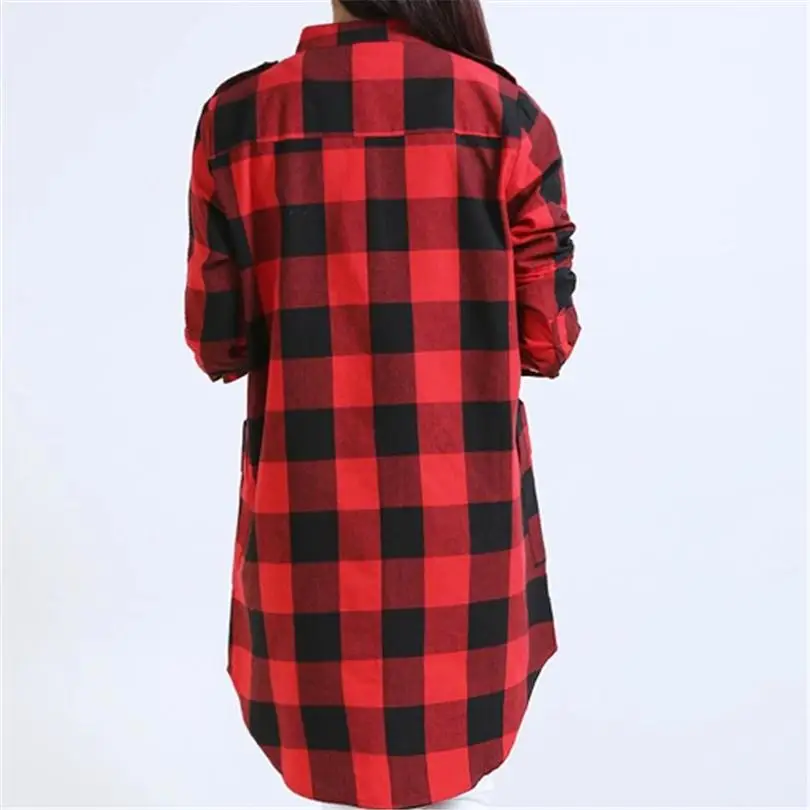 

CHSDCSI White Black Plaid Shirt Women Loose Spring Autumn Long Shirts Female Vintage Tops Plus Size Shirts Long Sleeve Blousees