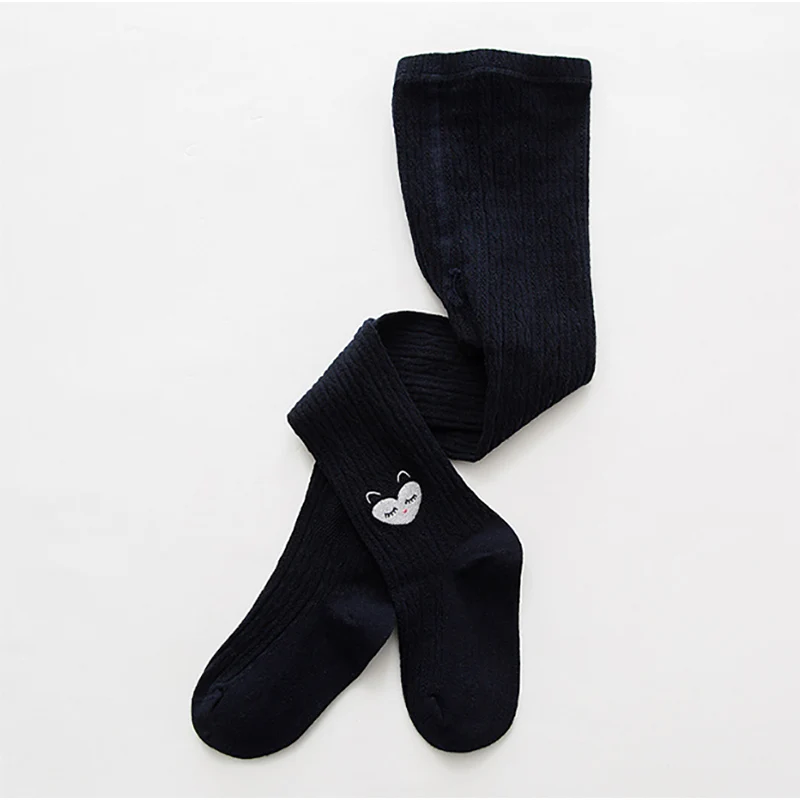 black owl SLKMSWMDJ/новые хлопковые детские колготки для девочек на осень и зиму, 14 цветов, детские колготки с вышитыми героями мультфильмов для детей 1-12 лет, 1 предмет - Цвет: black owl