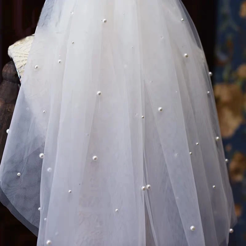 Романтическая 2T жемчужная Фата невесты с расчески для женщин Тюль аксессуар