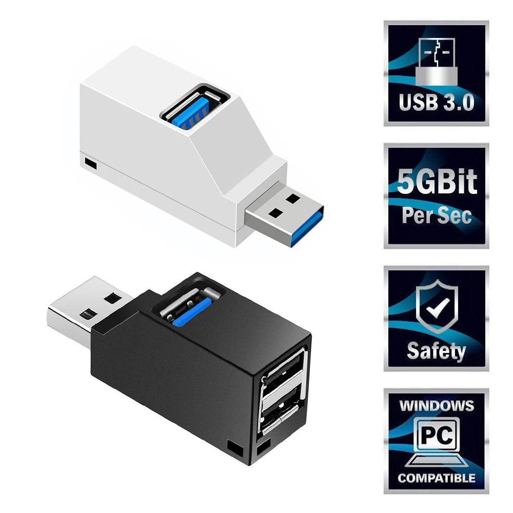 Портативный универсальный мини-концентратор с 3 портами USB 0 высокоскоростной