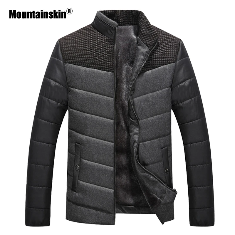 Мужская теплая флисовая куртка Mountainskin Повседневная парка с воротником стойкой