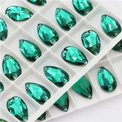 Emerald 11x18 мм Стразы с плоской задней поверхностью, хрустальные украшения, высокое качество, пришивные камни, стразы с плоской задней стороной, стразы из хрустального стекла, для шитья - Цвет: Emerald