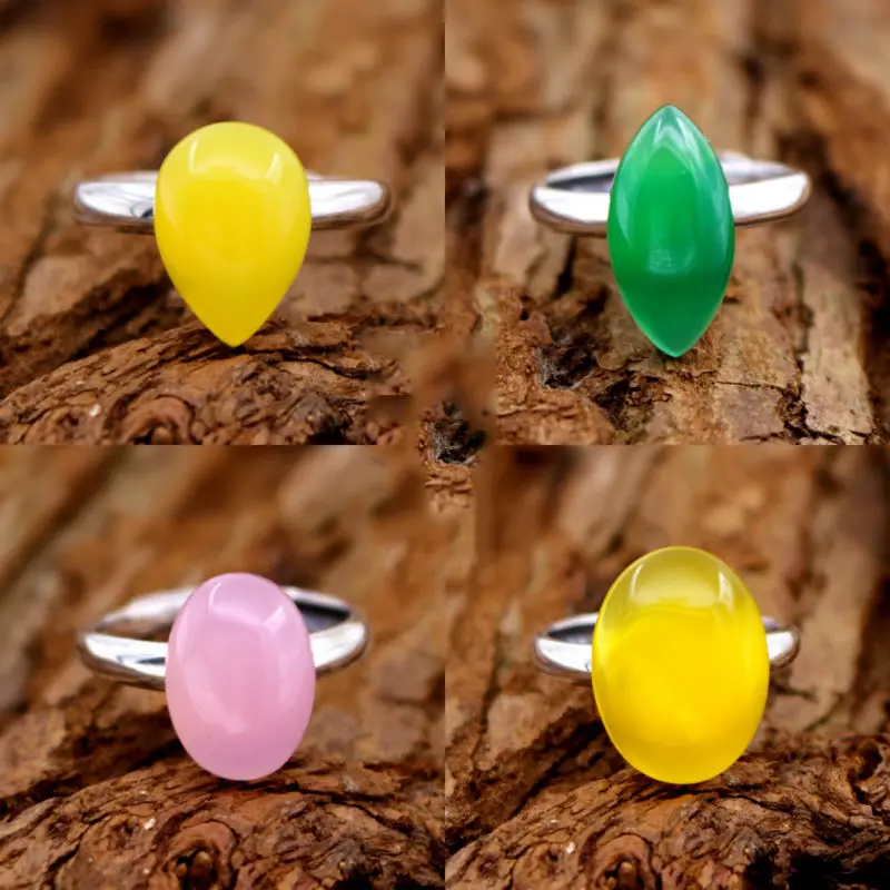 925 Sterling Silver Color Rings Setting With Oval Cabochon Base for Women Handmade Jewelry Setting Ring Blank Nice Gift