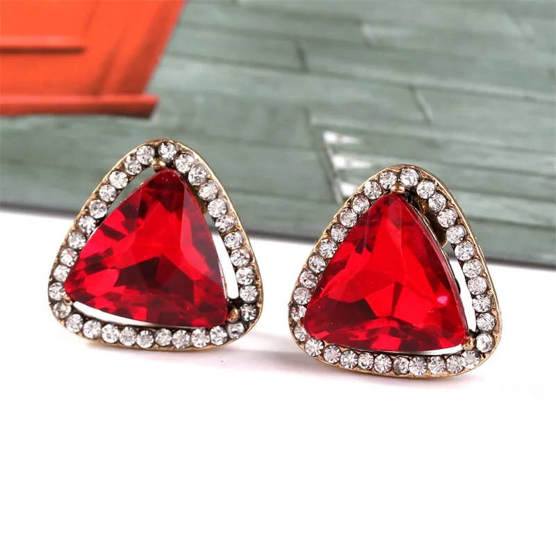 Duohan Марка Игристые красного оттенка Кристалл женские Серьги гвоздики и