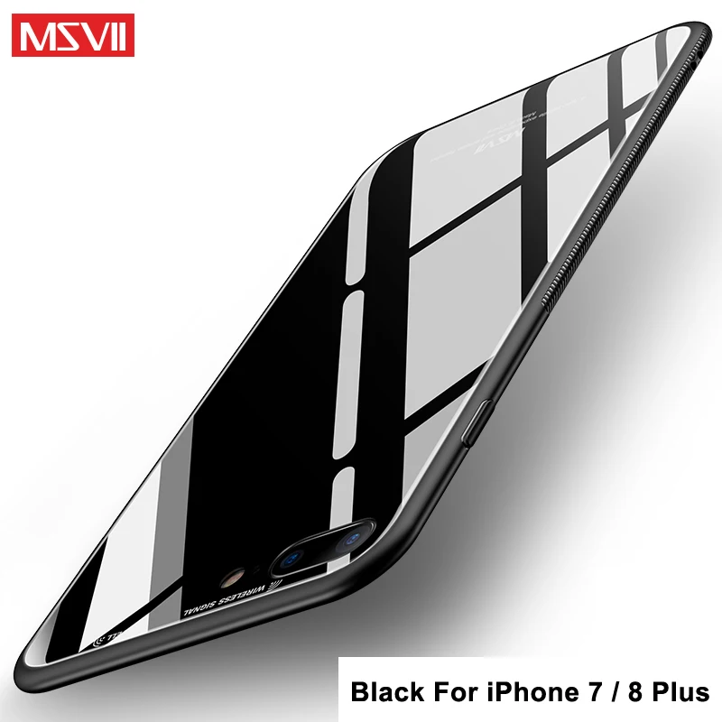 Black 8p MSVII для iPhone 8 чехол стекло Coque для Apple iPhone 7 7 plus чехол силиконовая рамка+ Зеркальное стекло крышка для iPhone 8 plus чехол s - Цвет: Black 8p