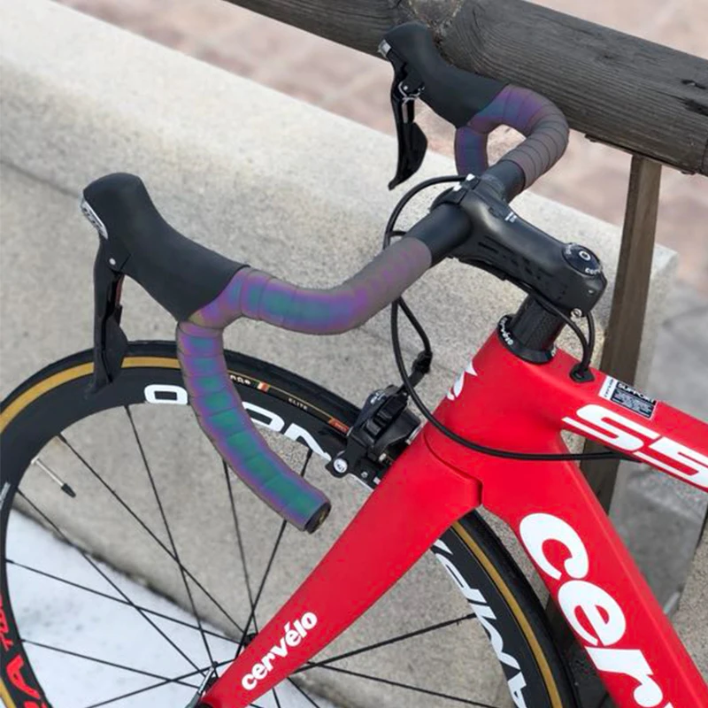 Road Bike Noctilucent Handlebar Tapes Light Reflective Dazzle Cycling Bar Tape MTB PU Leather Colorful Bicycle Fork Grip Tape
