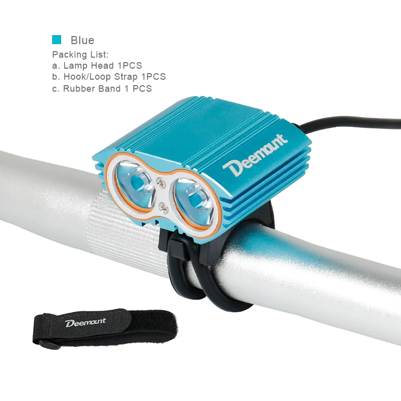 Blue Casing Deemount Велосипедное переднее освещение 8,4 в фара 2LED 350 люмен опционально#18650 Батарейный блок 8,4/5,0 в выход 1A зарядное устройство фонарик для велосипеда - Цвет: Blue Casing