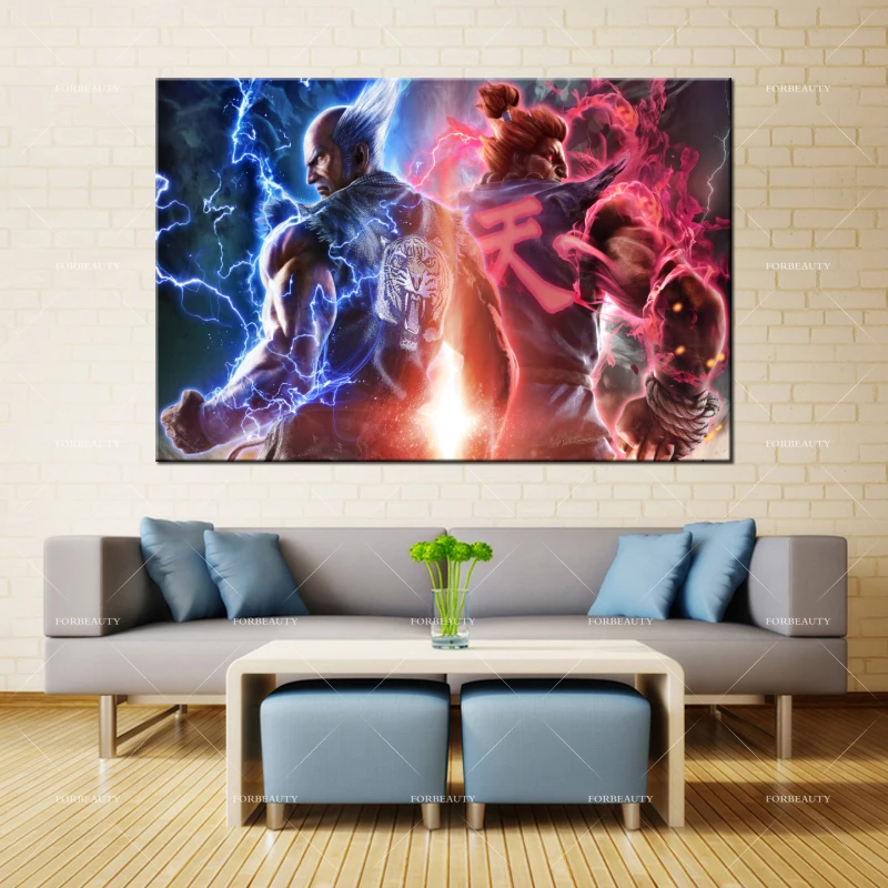 Forbeauty Canvas Painting Wall Art tekken_7_fated_retribution_heihachi_akuma Spray Printing Waterproof Ink Home Decor | Дом и сад