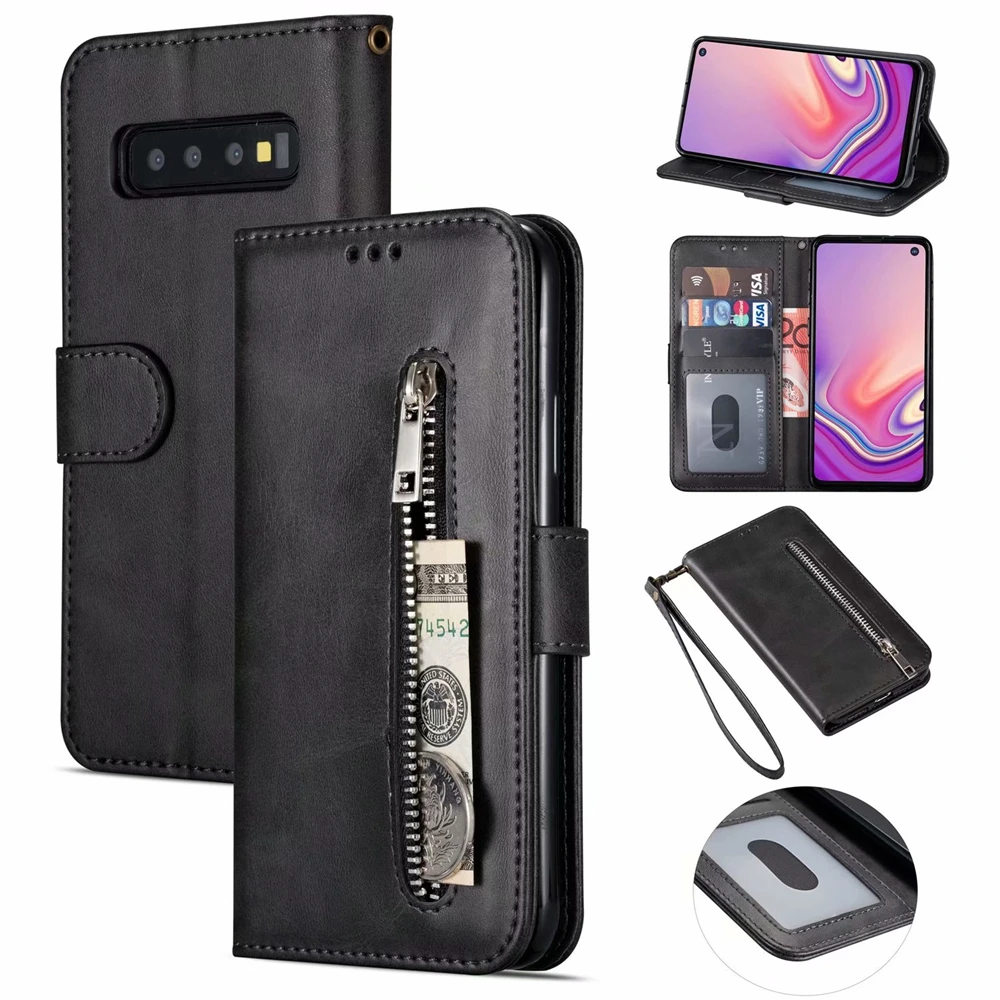 Кожаный чехол бумажник на молнии для Samsung S20 S8 S9 S10 Plus флип телефона Note 20 10 A10 A20 A50 A70