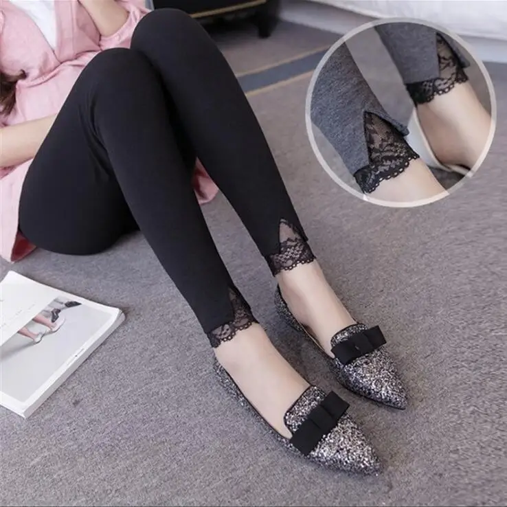 Maternity leggings Spring high waist pregnant trousers Soft cotton pants for pregnancy woman clothes lace solid pencil | Мать и ребенок