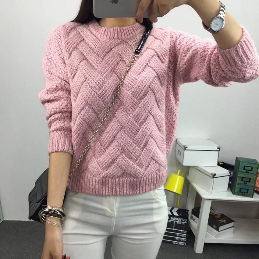 Casual Twist Knitted Sweater Women 2018 Autumn Long Sleeve O-neck Pullovers Loose Befree Jumpers Winter Warm Ladies Sweaters | Женская