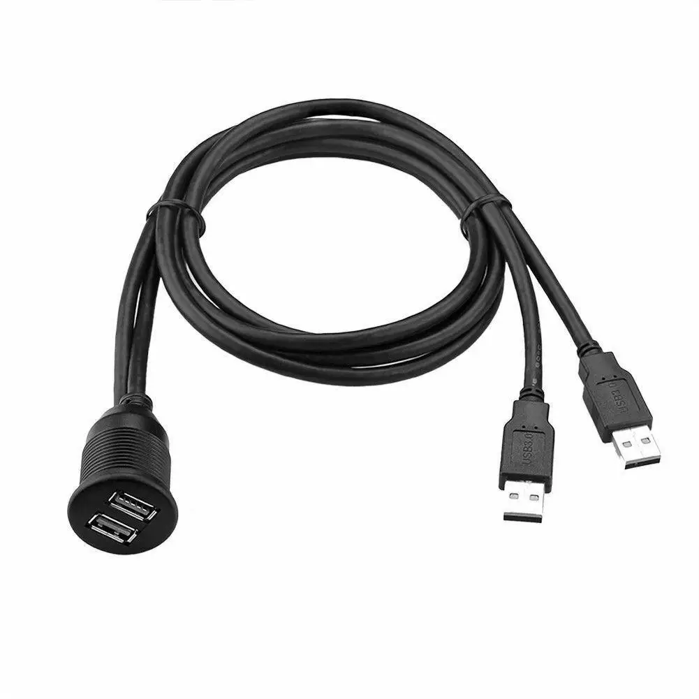 Встраиваемый переходник с двумя USB разъемами удлинитель для кабеля длиной 1 м