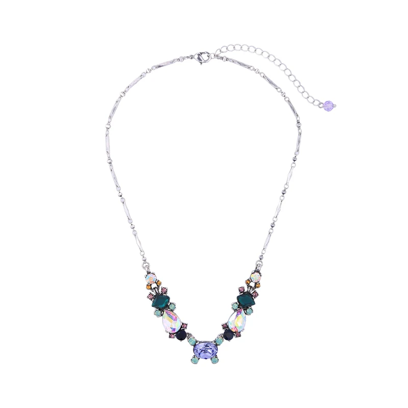 KISS ME Red Green Acrylic Crystal Geometric Choker Necklace Latest Luxury Jewelry Women Statement Necklace