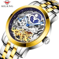 ailang exclusive original design mens transparent mechanical watch quality watch waterproof stainless steel clock dual display