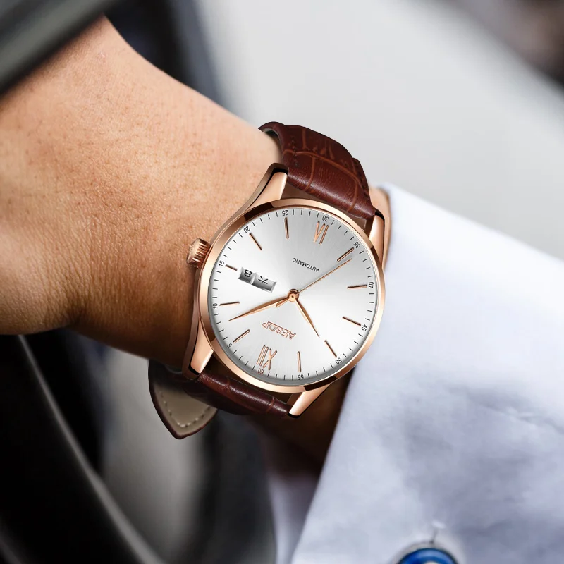 AESOP простые часы Мужские автоматические механические минималистичные тонкие