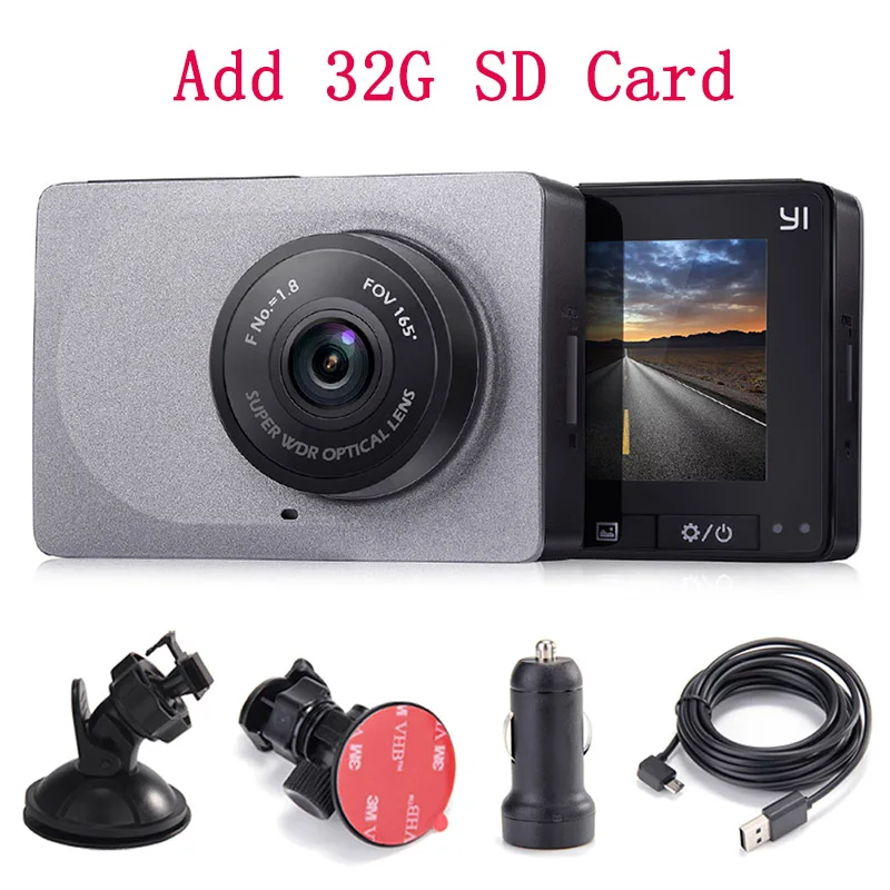 YI Smart Dash camera 165 градусов 1080P 60fps Автомобильный dvr детектор 2," ADAS Safe Reminder Dashcam [International Edition] - Название цвета: Add 32G SD Card