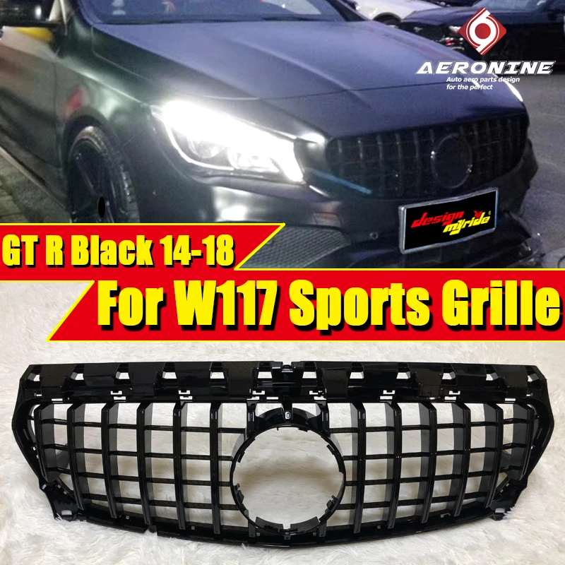 W117GTGrBl1418 W117 GTS Стиль переднего бампера решетка ABS черный подходит для merceesmb CLA класс CLA180 200 250 спортивные Передние решетки без знака 14-18 - Color: W117GTGrBl1418
