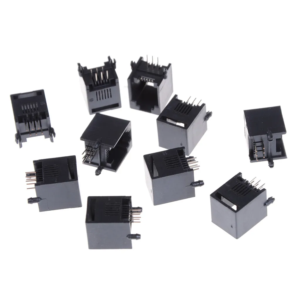 10PCS/Lot 6Pin Black RJ12 RJ11 Socket Telephone Crystal Female 6p6c Wholesale | Обустройство дома