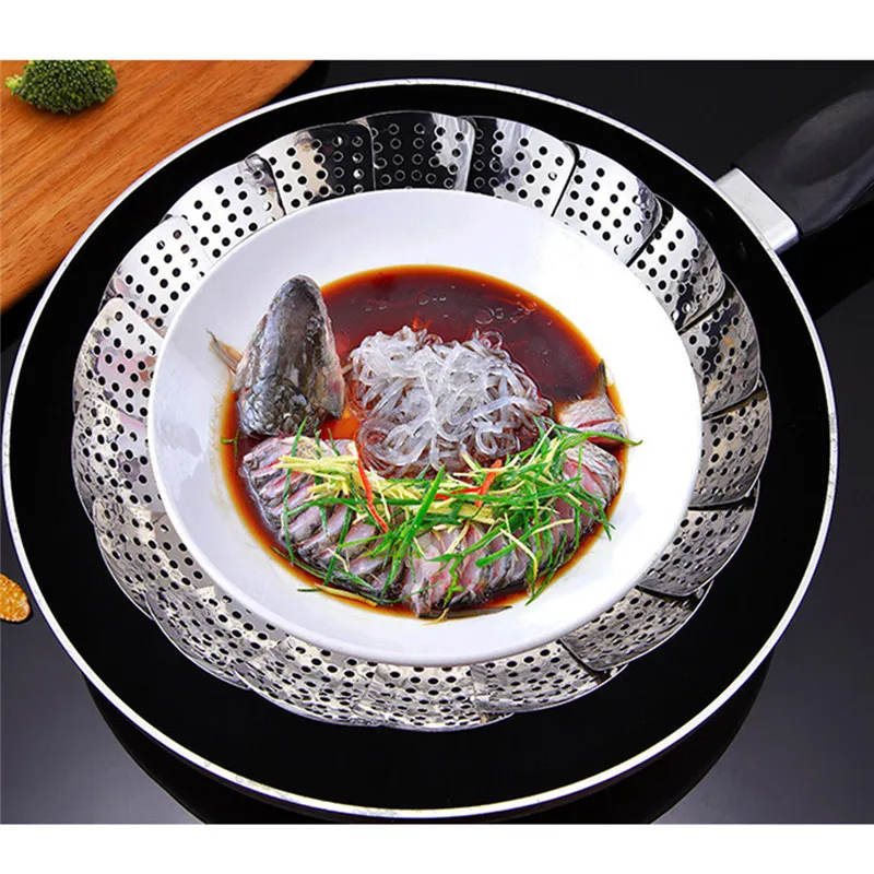 Складная Пароварка из нержавеющей стали, корзина, сетка, Паровая плойка, еда, фрукты, овощи, пароварка, блюдо, пароварка, кухонные инструменты#30