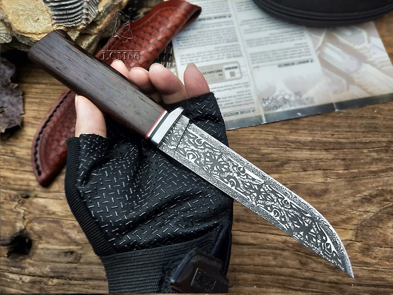 LCM66 охотничьи Тактические фиксированные ножи, стальная головка+ ручка из красного дерева, спасательный Походный нож, портативный нож, поварской нож, острый