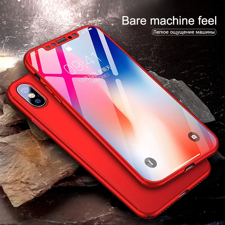 Защитный чехол OLAF со стеклом для iPhone 7 8 Plus 6 6s 5 X 10 XR XS Max 360 градусов|Бамперы| |