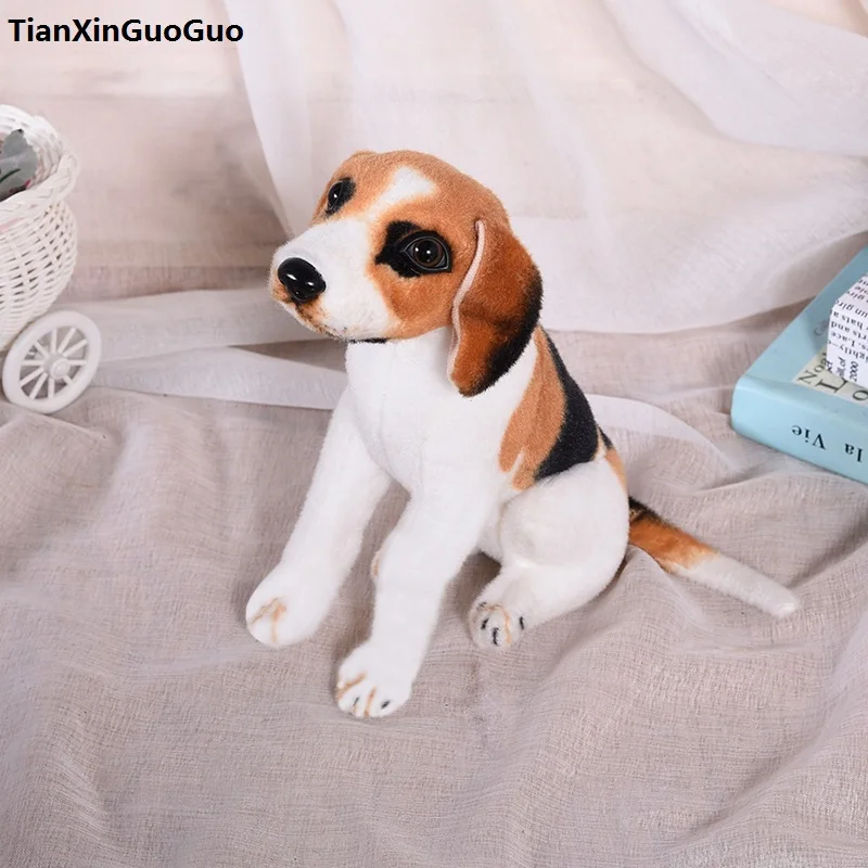 

simulation dog about 30cm squatting beagle dog plush toy soft doll baby toy birthday gift s0422