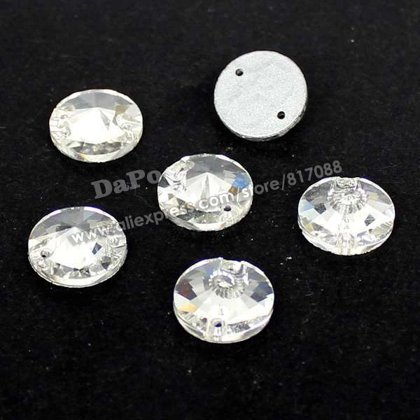 100 шт. два отверстия Rivoli 10 мм (Литой) Хрустальный вышивной камень белый прозрачный