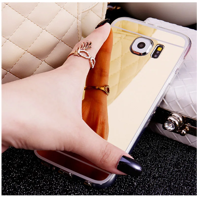 Soft Glitter Comvenient Make Up Mirror Case For Samsung S20 Ultra S10 S9 S8 S7 S6 Edge Plus Cover Shell Coque | Мобильные телефоны