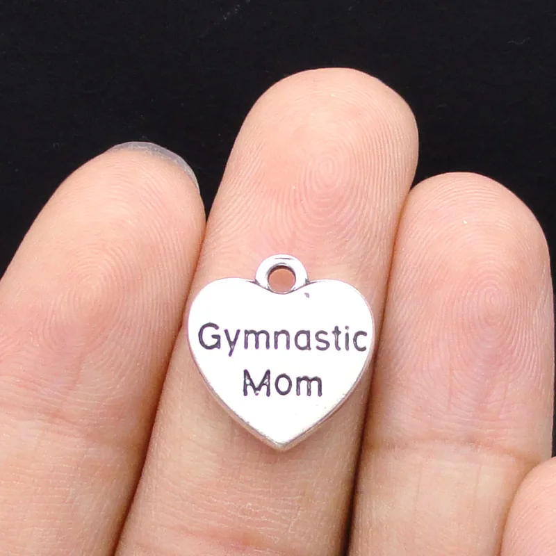 30pcs Antique серебро гимнастический мама подвески шармы в форме сердца 16x15mm|heart charm