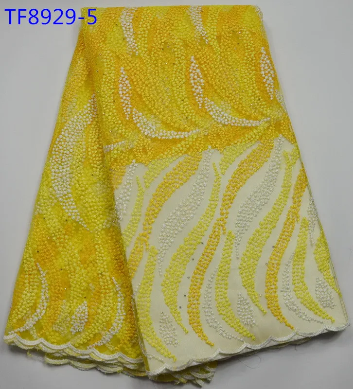 Fashion design French lace wedding dress fabric high quality african with beaded for 5yards tulle laces | Дом и сад