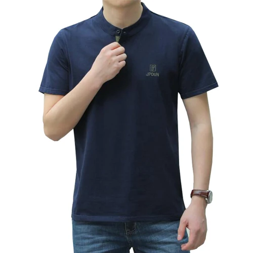7128 blue Новинка, Высококачественная брендовая Хлопковая мужская рубашка поло, Повседневная однотонная мужская рубашка поло, camisa homme polo para hombre - Цвет: 7128 blue