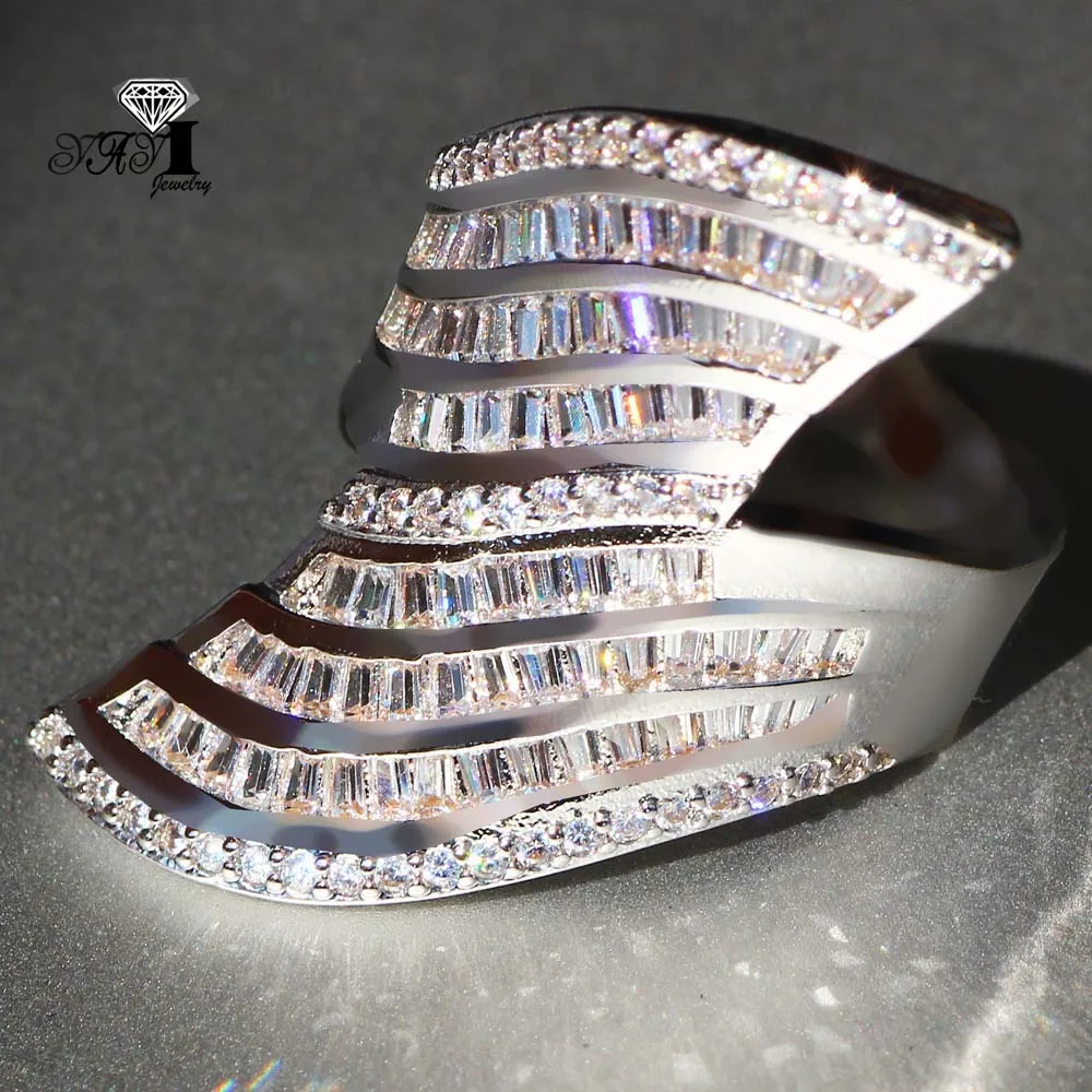 YaYI Jewelry Princess Cut 7.6 CT White Zircon Silver Color Engagement Rings wedding Heart Girls Party Gifts 869 | Украшения и