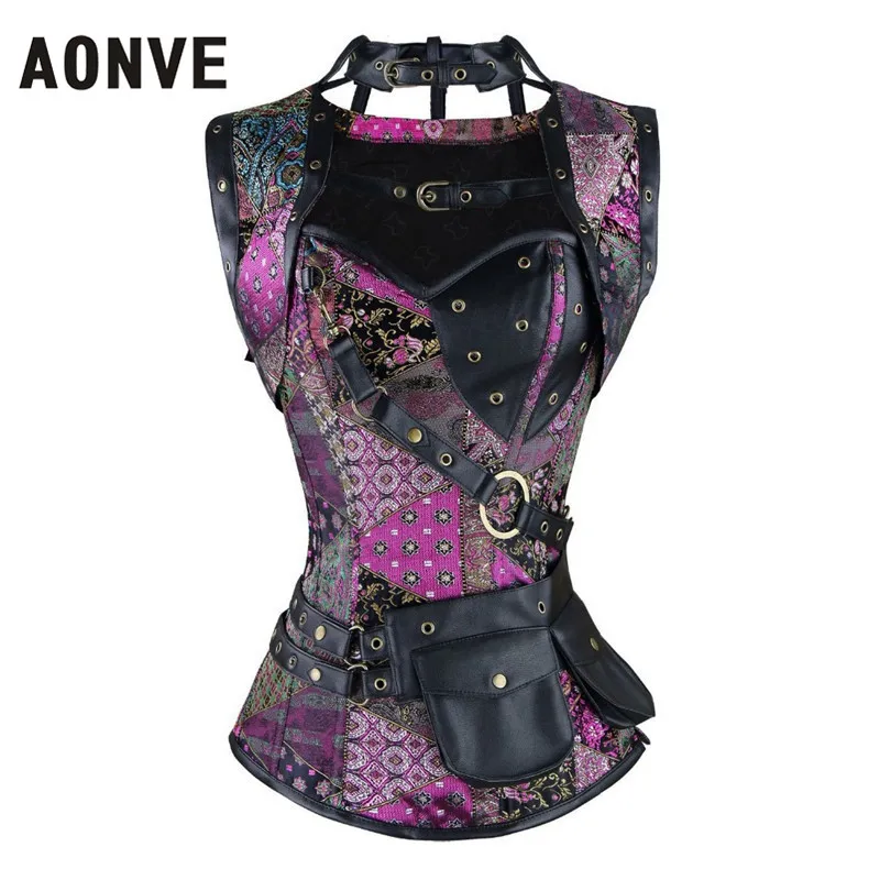 Винтажный Готический корсет AONVE в стиле стимпанк спиральный со стальными костями