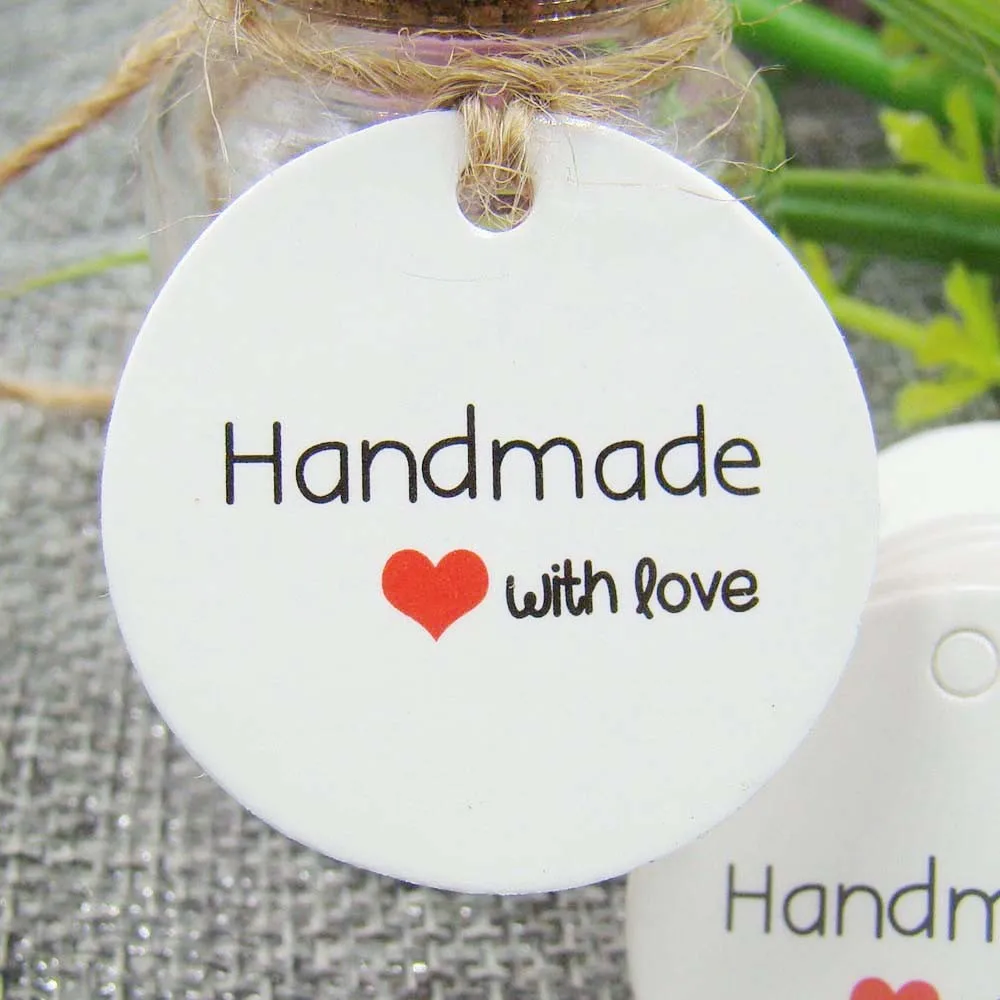 1.18*1.18inch 500pcs handmade with love white wedding candy box paper label tag gift products brand labels custom hang | Дом и сад