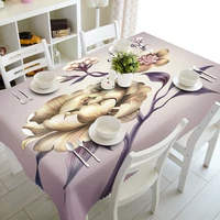 beautiful 3d flower pattern tablecloth polyester dustproof rectangular wedding tablecloth christmas party table cloth decoration
