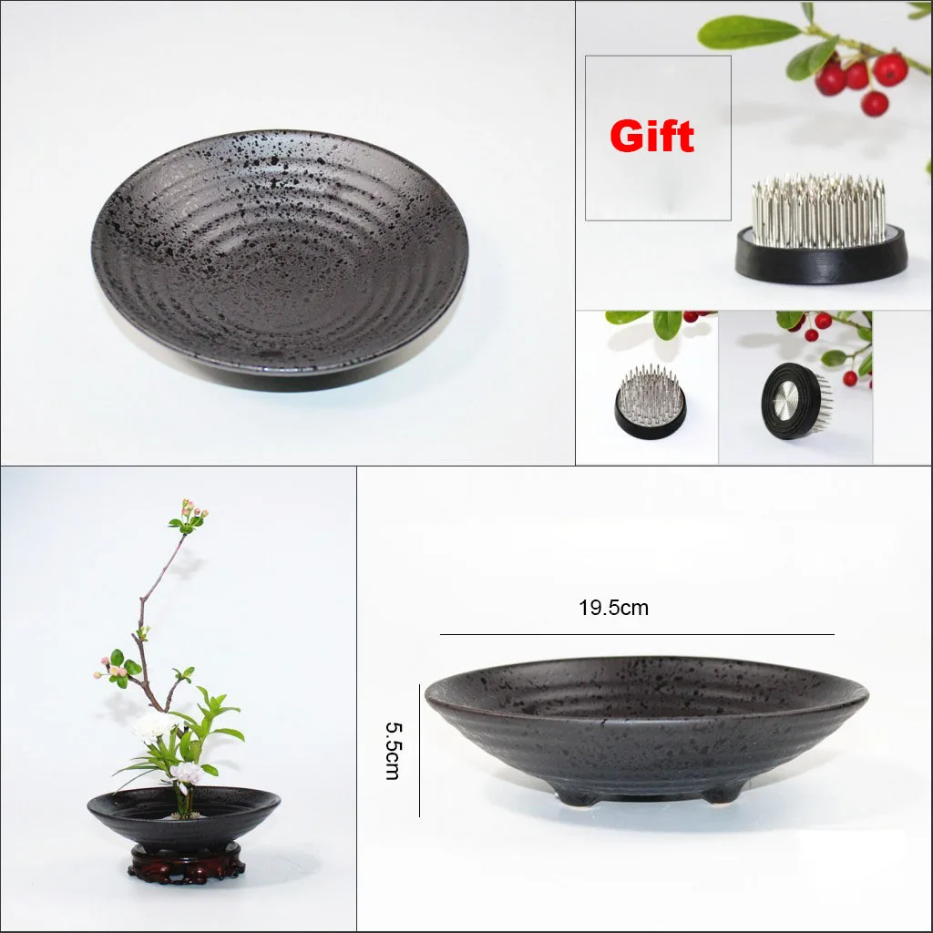Корзина для цветов грубая глиняная Ваза Jardiniere Ikebana Kenzan керамическая Столешница цветочный горшок цветочный узор винтажный домашний декор - Цвет: J