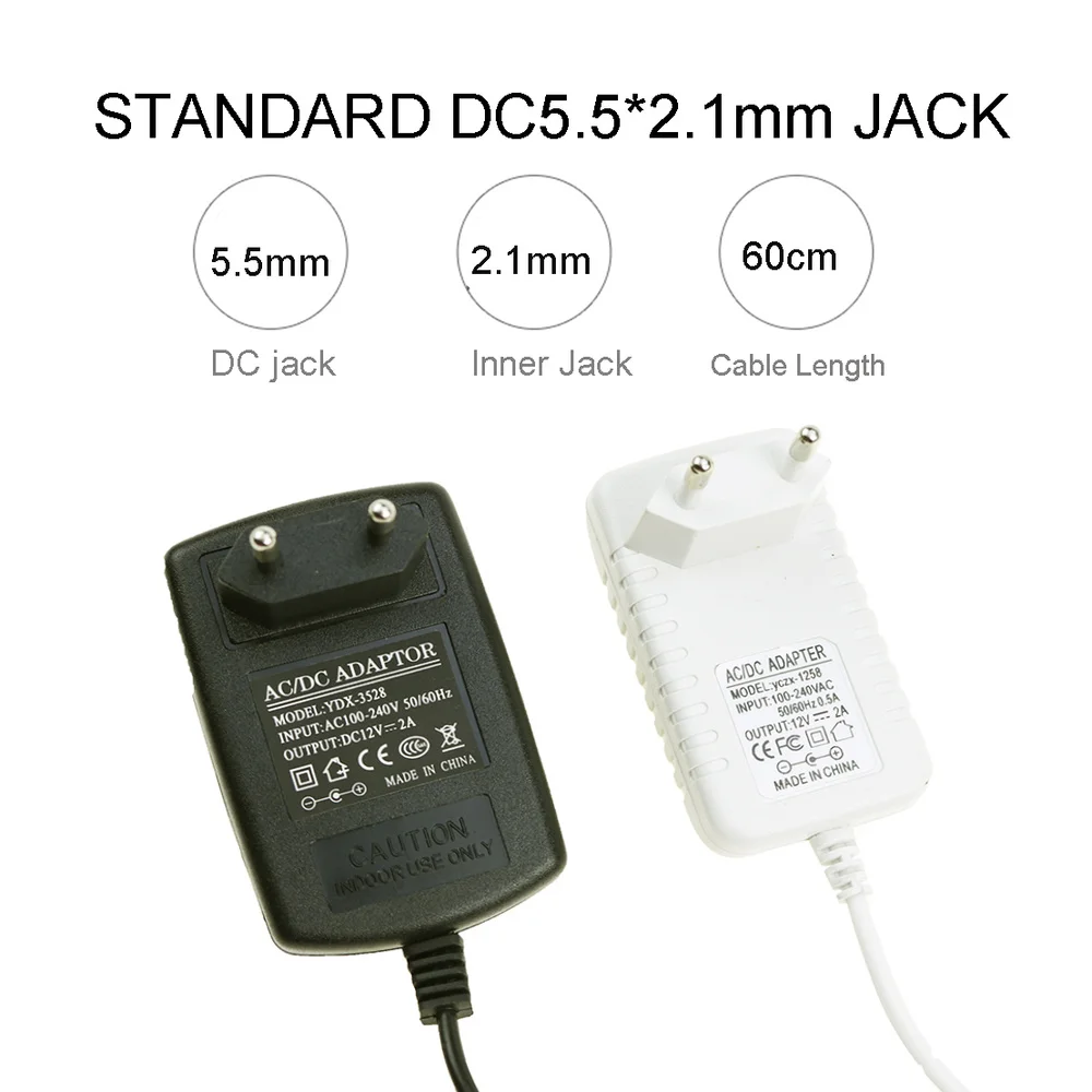 Адаптер питания для светодиодных лент от AC100 240V до DC12V 2A источник 24 Вт Зарядное