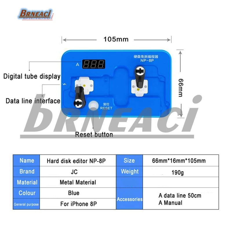 brneaci JC hard disk programmer high efficiency one-key read and write for iPhone 6S/6SP/7/7P/8/8P/X/XS/XR/XSMAX latest editor |