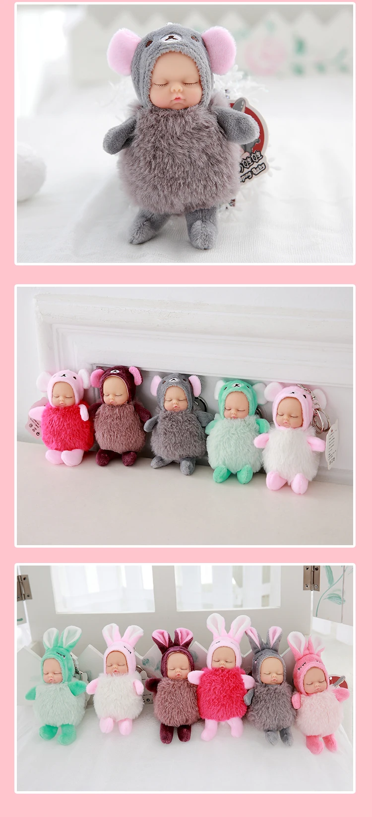 Мини kawaii спящие Детские куклы плюшевые игрушки Bjd bebe кукла брелок Подвеска для детей Девочка Рождество подарок на день рождения мягкая ПВХ игрушка