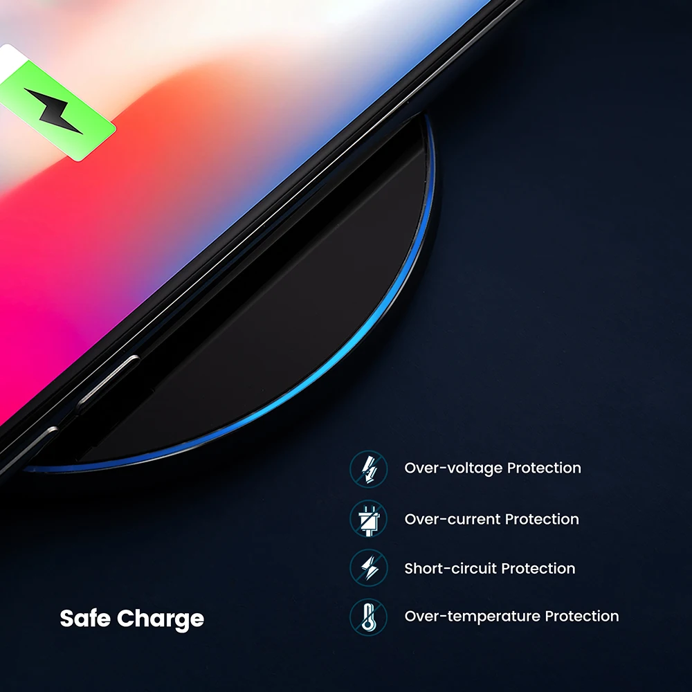 Беспроводное зарядное устройство FDGAO Quick 10 Вт Qi для iPhone 11 Pro XS Max XR X 8 Samsung S10 S9 S8 Note 9