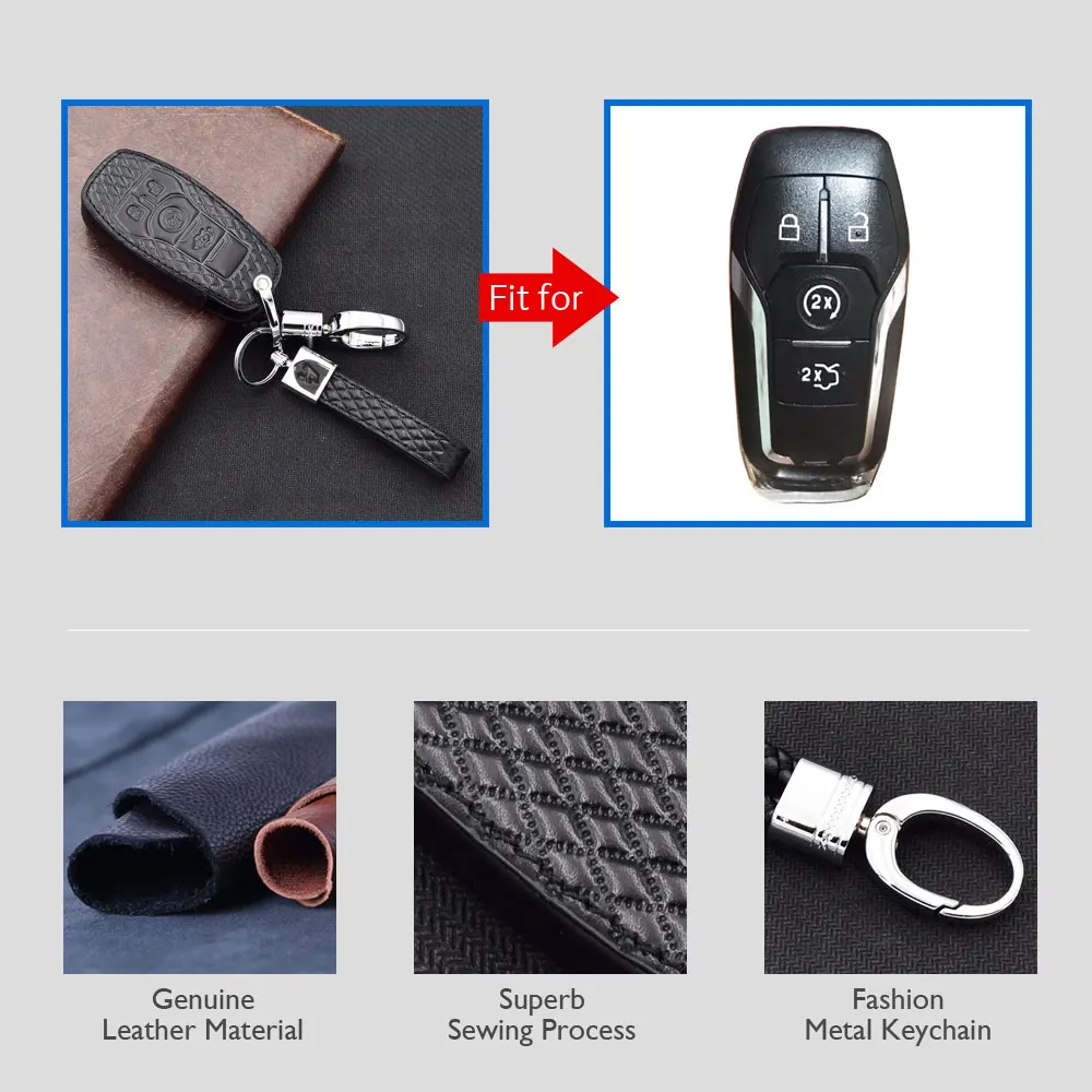 Чехол для ключей из натуральной кожи с микрофиброй Ford Explorer aurus Mondeo Smart Remote Fob Protector