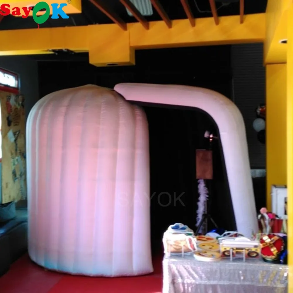 

Sayok 3x2x2.3m High Igloo Shape Inflatable Photo Booth Wedding with LED Light Photo Booth Enclosure Backdrop for Party Hire