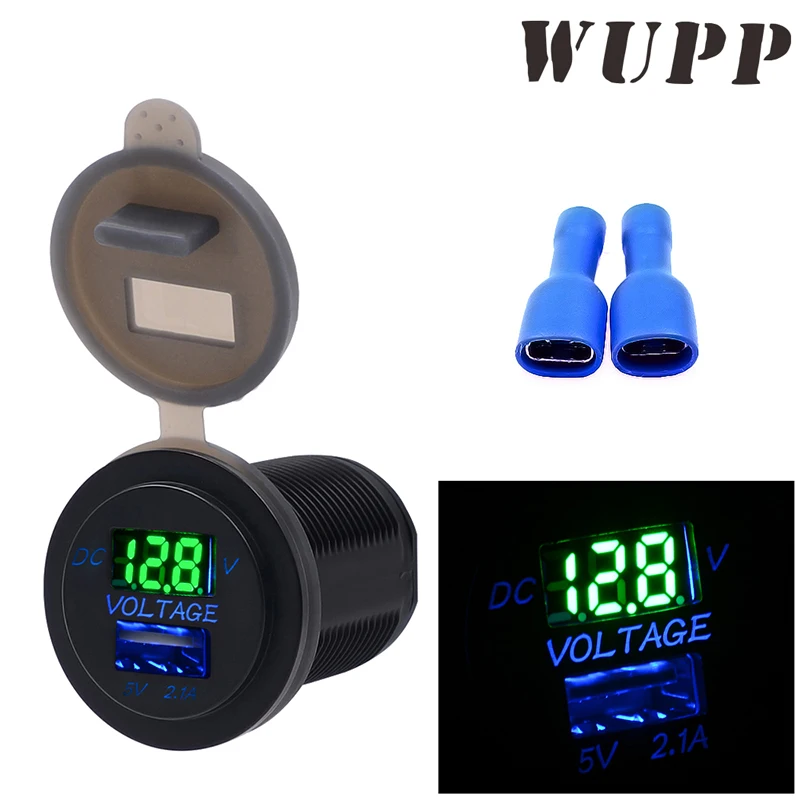 WUPP USB светодио дный автомобильное зарядное устройство зеленый светодиод В 12