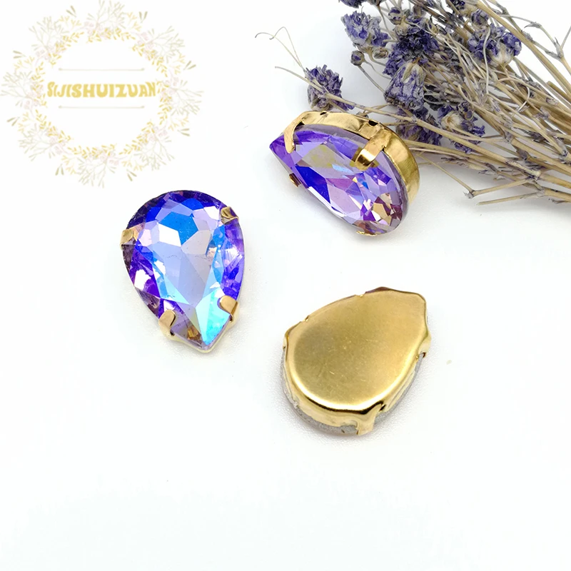 Кристалл фиолетовый AB ослепительный цвет капля воды стеклянные кристаллы
